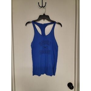 ~ womens blue and black under armour athletic heat gear tank top